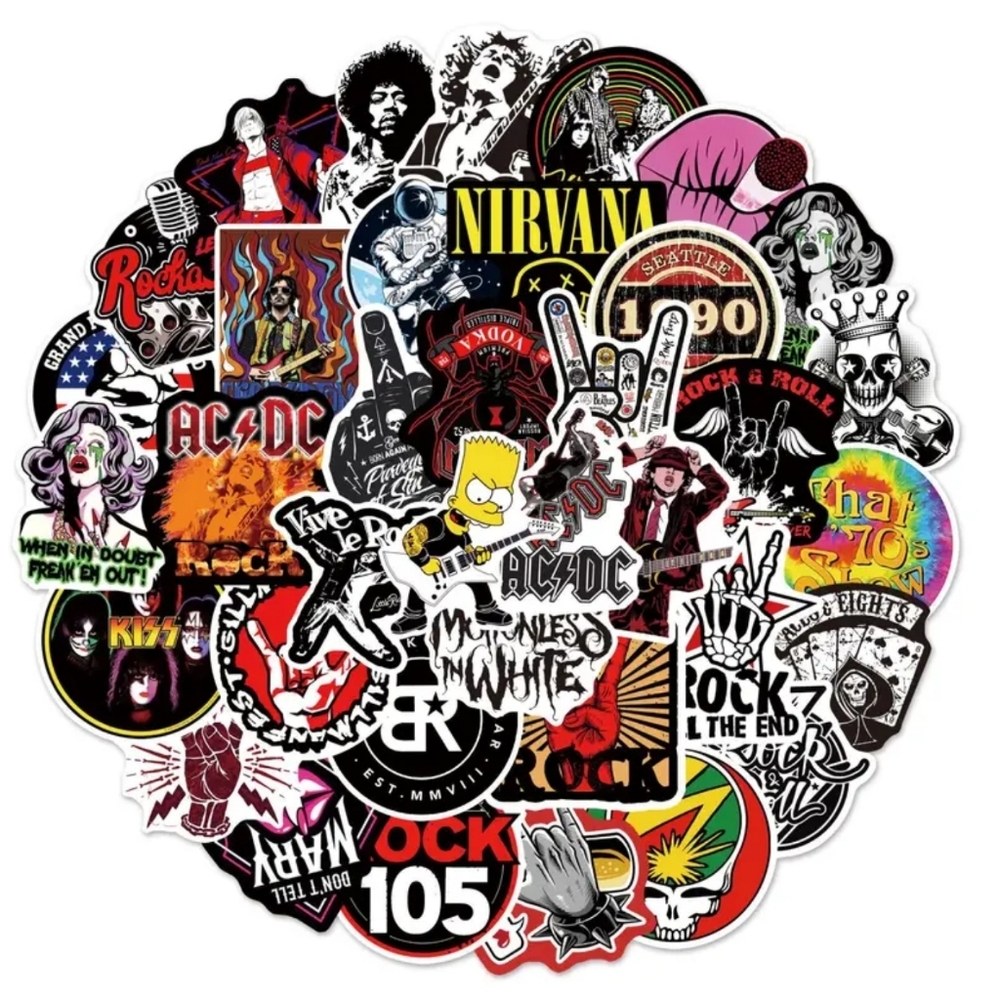 NEW 54pc Rock And Roll Band Graffiti Water Proof Stickers